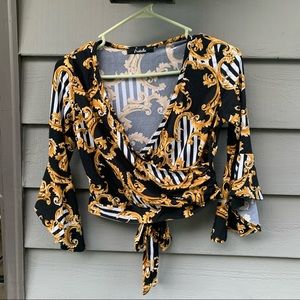Arabella printed shirt with lantern/bell sleeves
